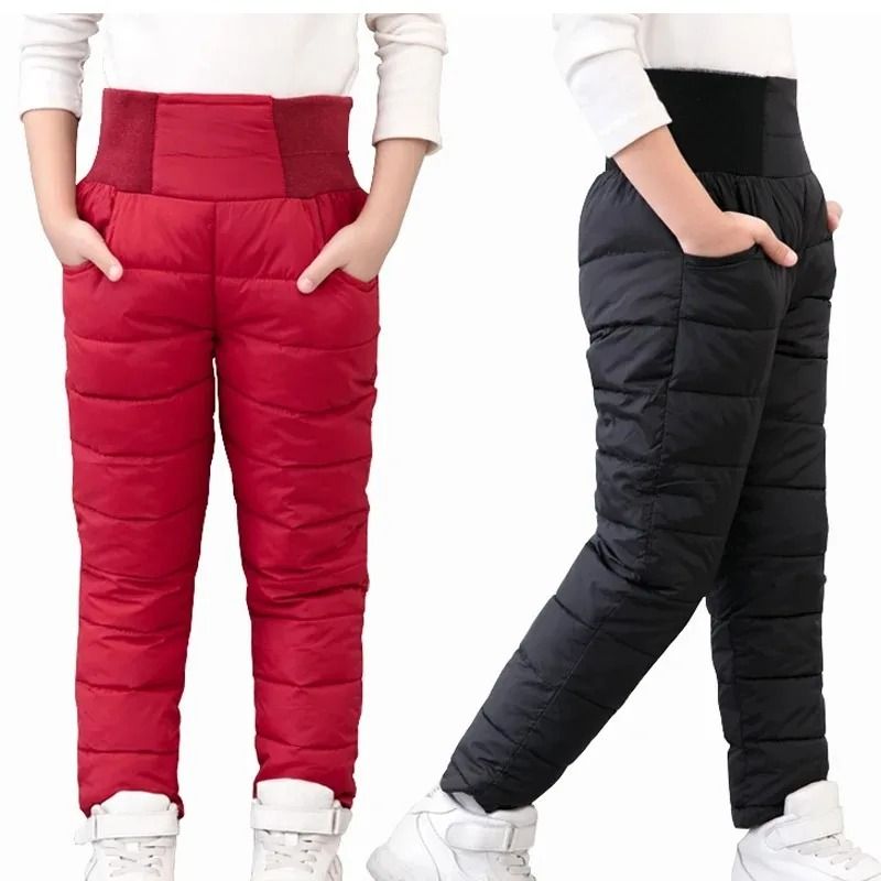 Kids Waterproof Winter Pants with Cotton Padding and High Waist Design