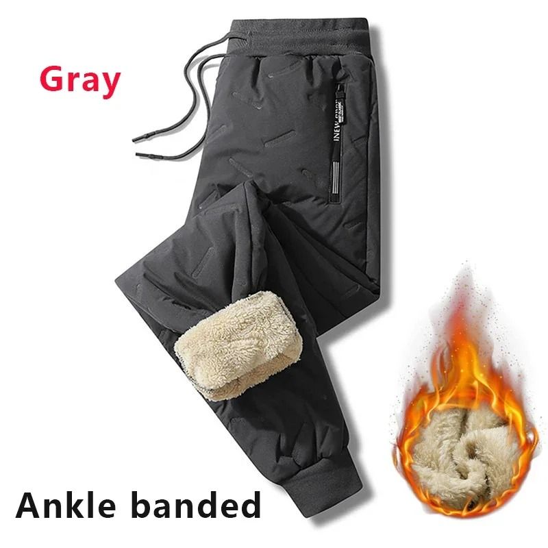Mens Waterproof Thermal Fleece Sweatpants With Lambs Wool Lining For Winter 4