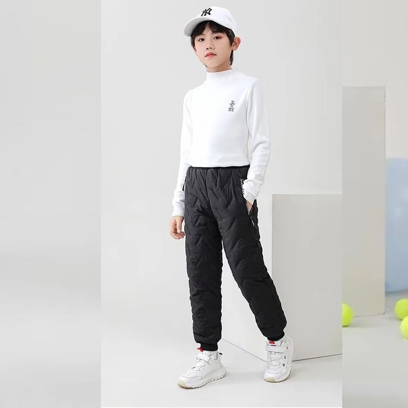 Boys Thick Fleece Cotton Winter Pants With Lamb Wool Lining For Cold Weather 3