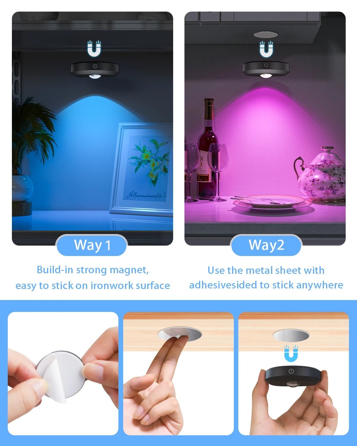WILLED Rechargeable Night Light Set With Remote Control And Timer For Closet Wall And Cabinet Light 1