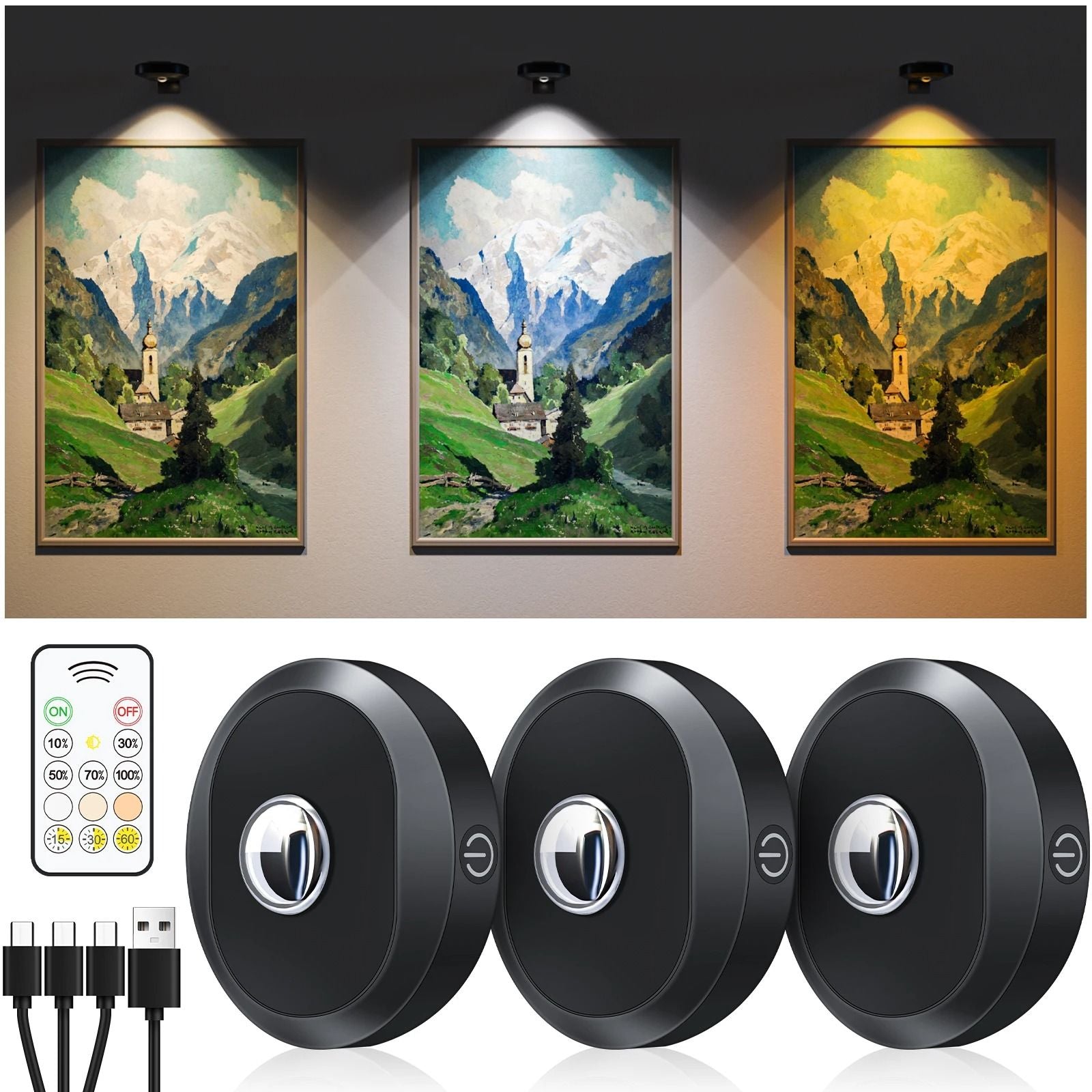 WILLED Rechargeable Night Light Set With Remote Control And Timer For Closet Wall And Cabinet Light 7