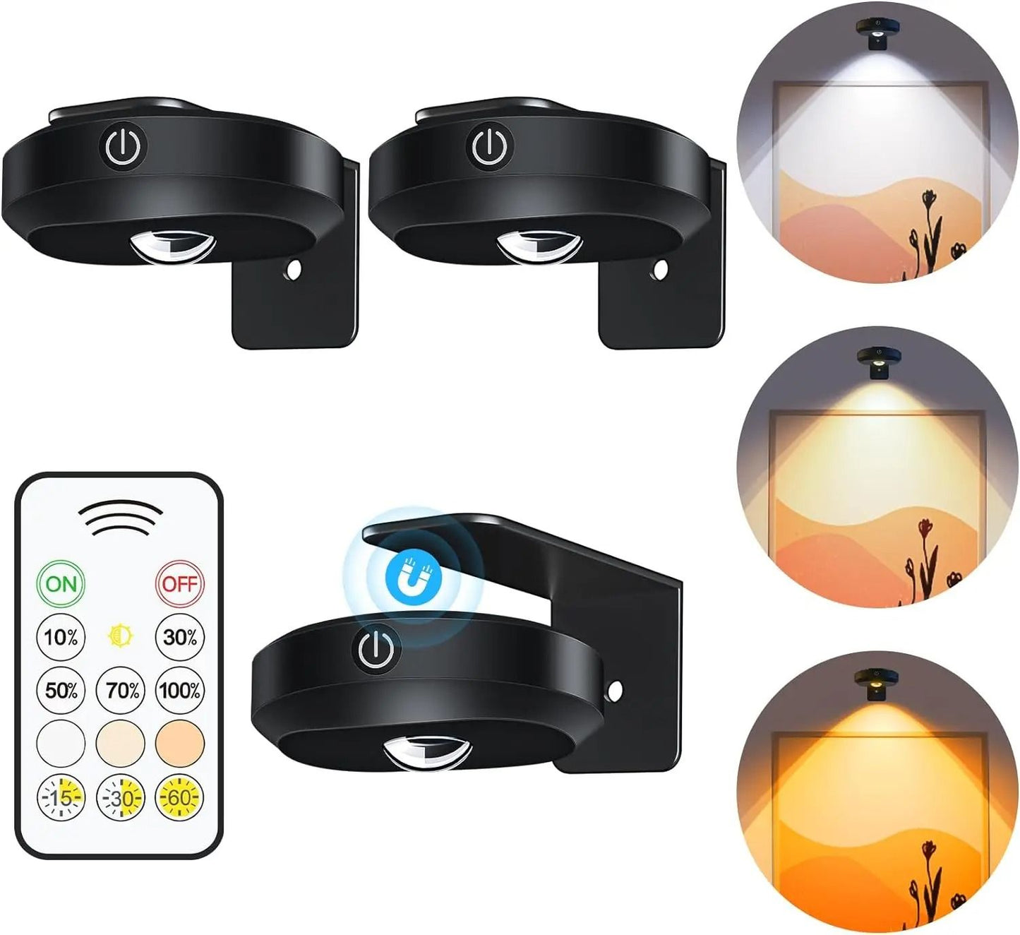 WILLED Rechargeable Night Light Set With Remote Control And Timer For Closet Wall And Cabinet Light 10