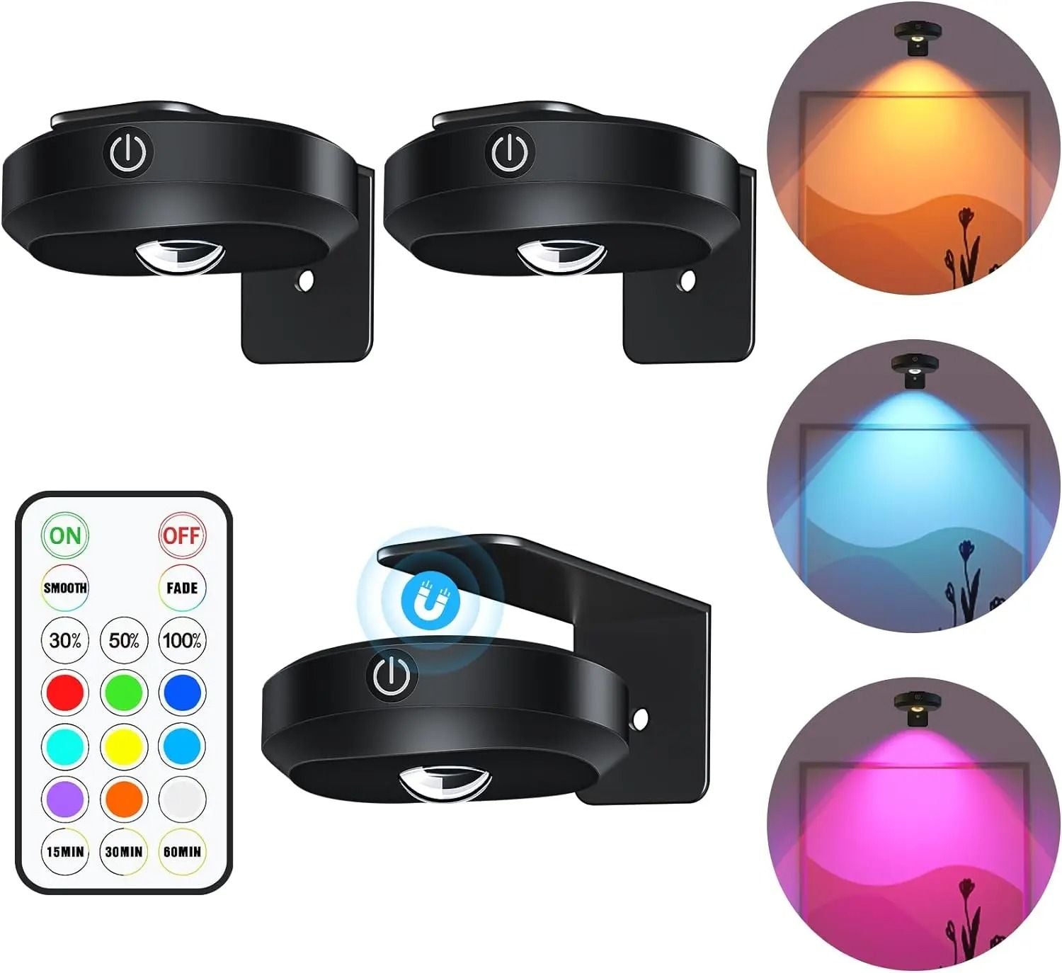 WILLED Rechargeable Night Light Set With Remote Control And Timer For Closet Wall And Cabinet Light 11