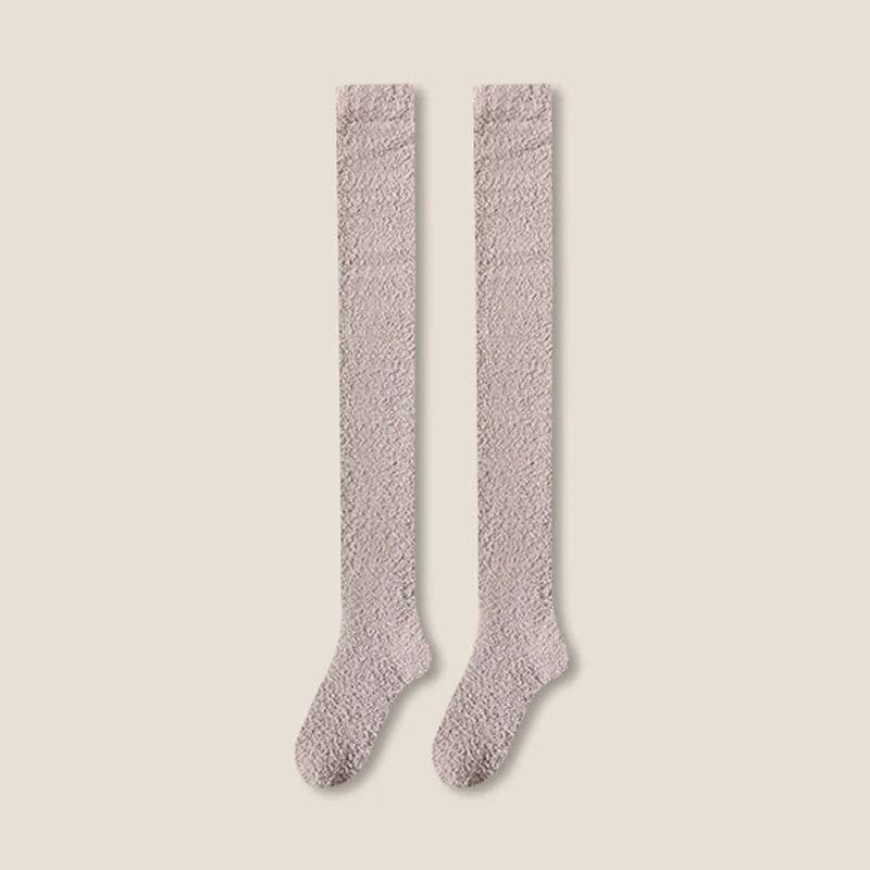 Women Over Knee Coral Fleece Socks With Plush Interior For Cozy Winter Sleep And Loungewear 9