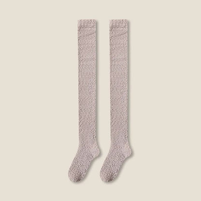 Women Over Knee Coral Fleece Socks With Plush Interior For Cozy Winter Sleep And Loungewear 9