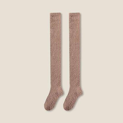 Women Over Knee Coral Fleece Socks With Plush Interior For Cozy Winter Sleep And Loungewear 6