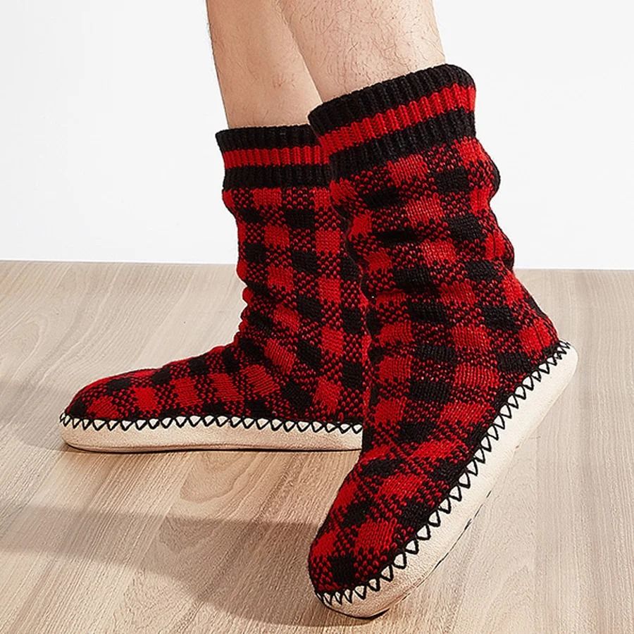Men Indoor Slipper Socks With Plush Lining And Non Slip Sole For Warmth And Comfort At Home 2
