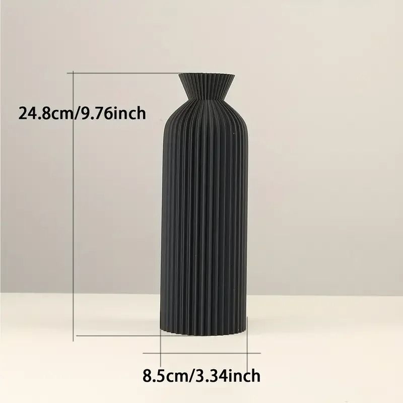 Black Plastic Decorative Vase With Boho Chic Design For Home Office And Living Room Decor 11