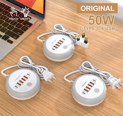 50W Multi Port USB C Power Strip Charger With Fast Charging Adapter For IPhone Android And Mobile D 1
