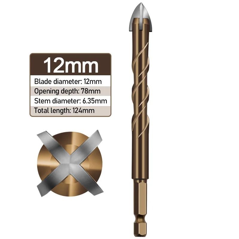 Triangle Alloy Drill Bit Set For Tile Cement Glass Ceramic Metal And Wood In Multiple Sizes 12