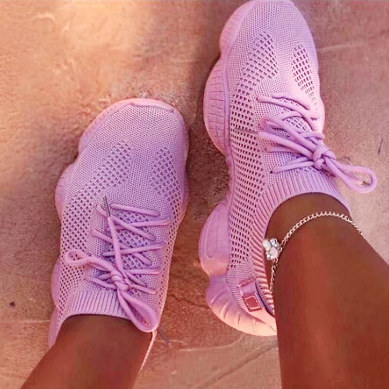 Women Mesh Sneakers 2024 Lace Up Breathable Trainers With Lightweight Comfort Sole 4