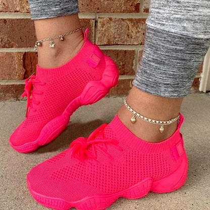 Women Mesh Sneakers 2024 Lace Up Breathable Trainers With Lightweight Comfort Sole 5