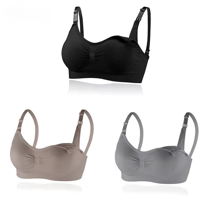 Front Buckle Maternity Bra – Wireless Non-Sagging Nursing Bra with Sports Pads for Pregnant & Breastfeeding Moms