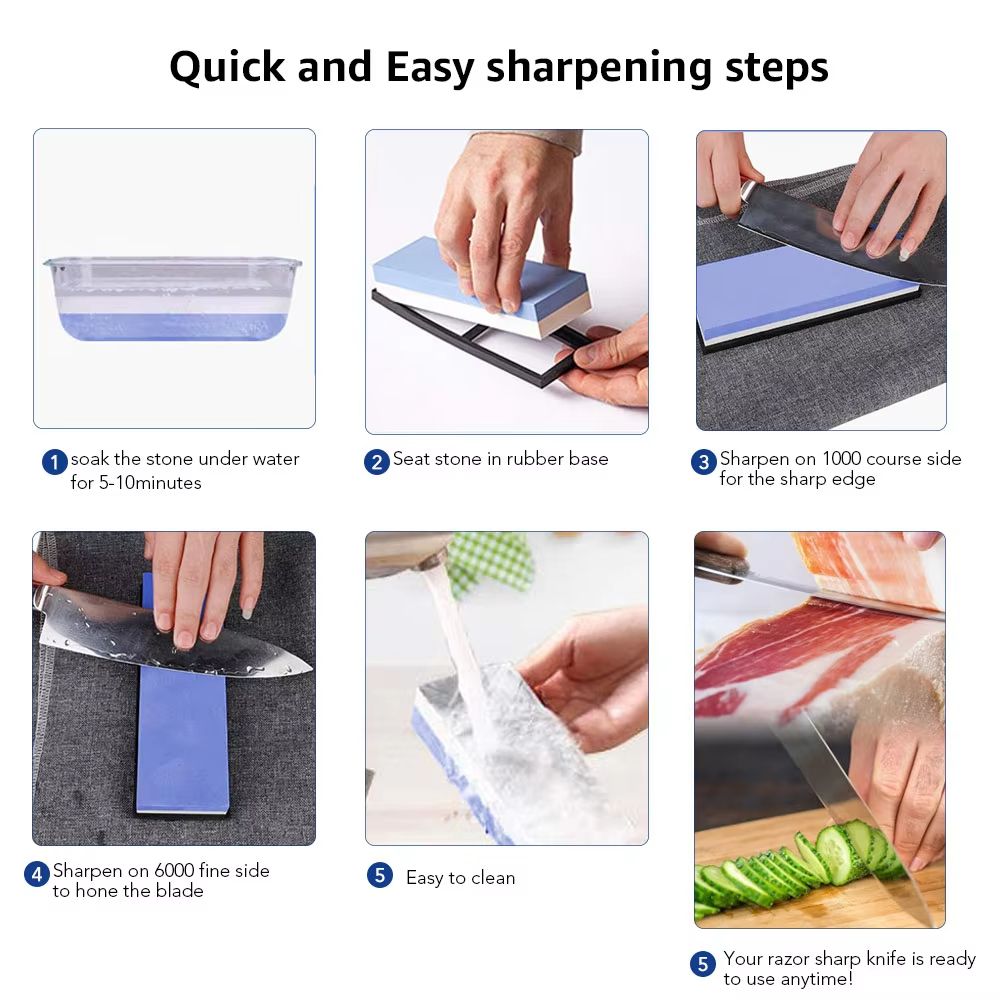 Dual-Sided Professional Whetstone Knife Sharpener – Water Sharpening Stone for Kitchen and Chef Knives