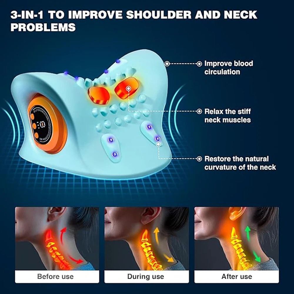 Portable EMS Neck Massager With Heat And Cervical Spine Support 3