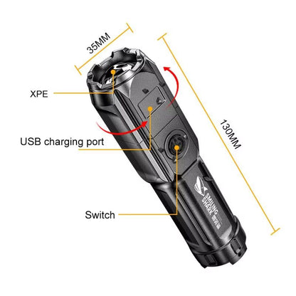 UltraBright Rechargeable LED Flashlight  100000 Lumen Tactical Torch With Zoom  Waterproof Design 2