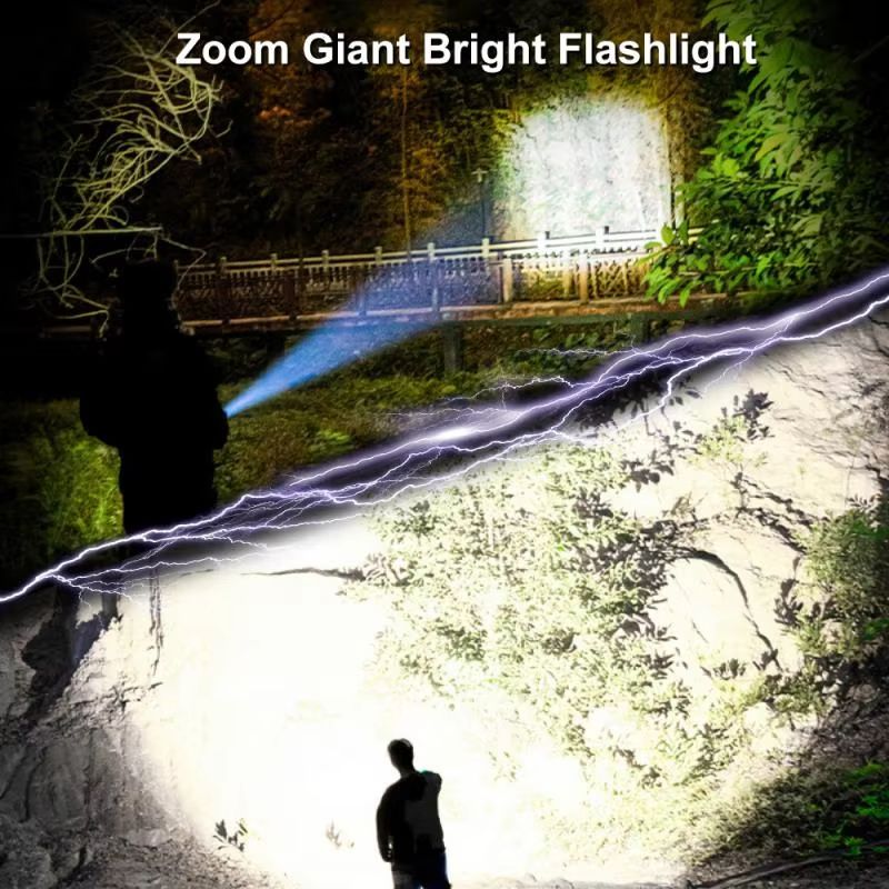 UltraBright Rechargeable LED Flashlight  100000 Lumen Tactical Torch With Zoom  Waterproof Design 4