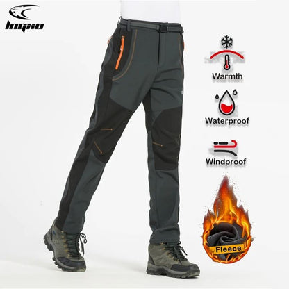 Mens Winter Waterproof Hiking Pants with Fleece Lining