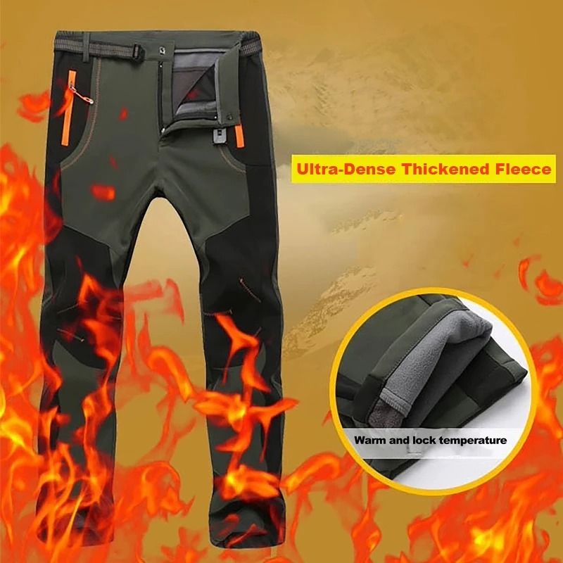 Mens Winter Waterproof Hiking Pants With Fleece Lining 2