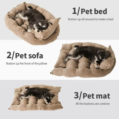 3in1 Convertible Pet Bed  Soft Winter Dog  Cat Nest Cushion And Sofa Mat For Small Pets 4