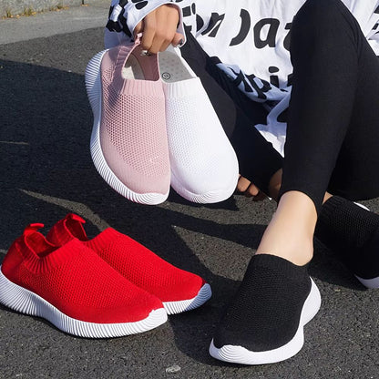Breathable Slip On Sock Sneakers for Women Walking Shoes Knit Upper