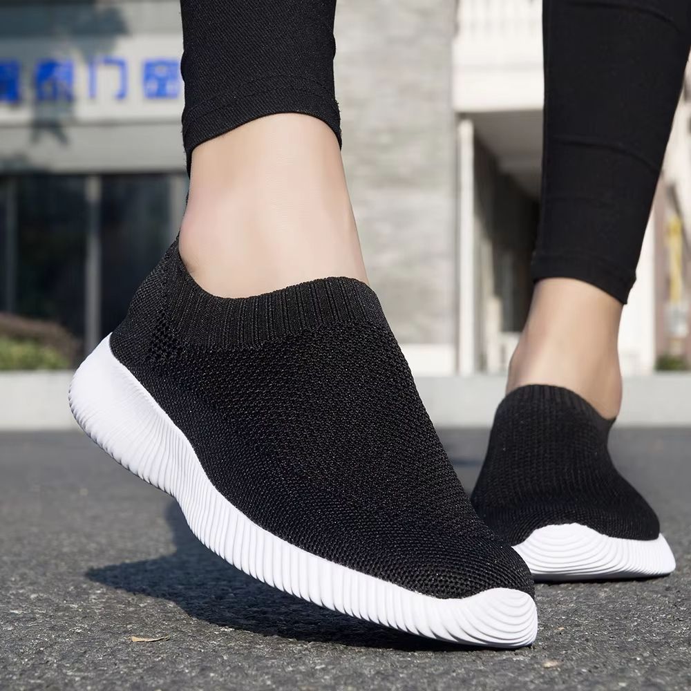 Breathable Slip On Sock Sneakers For Women Walking Shoes Knit Upper 1