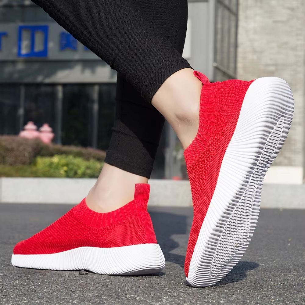 Breathable Slip On Sock Sneakers For Women Walking Shoes Knit Upper 2