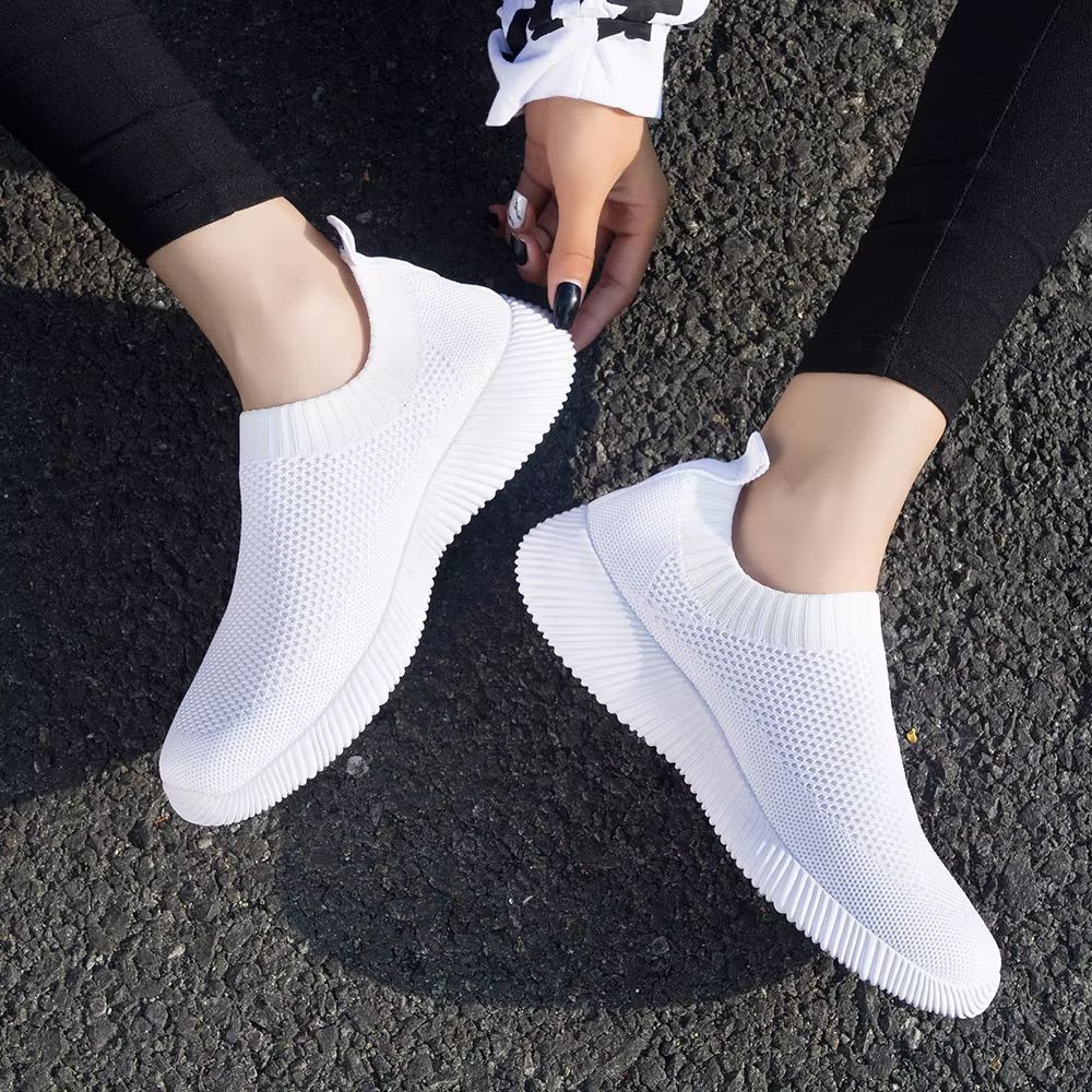 Breathable Slip On Sock Sneakers For Women Walking Shoes Knit Upper 3