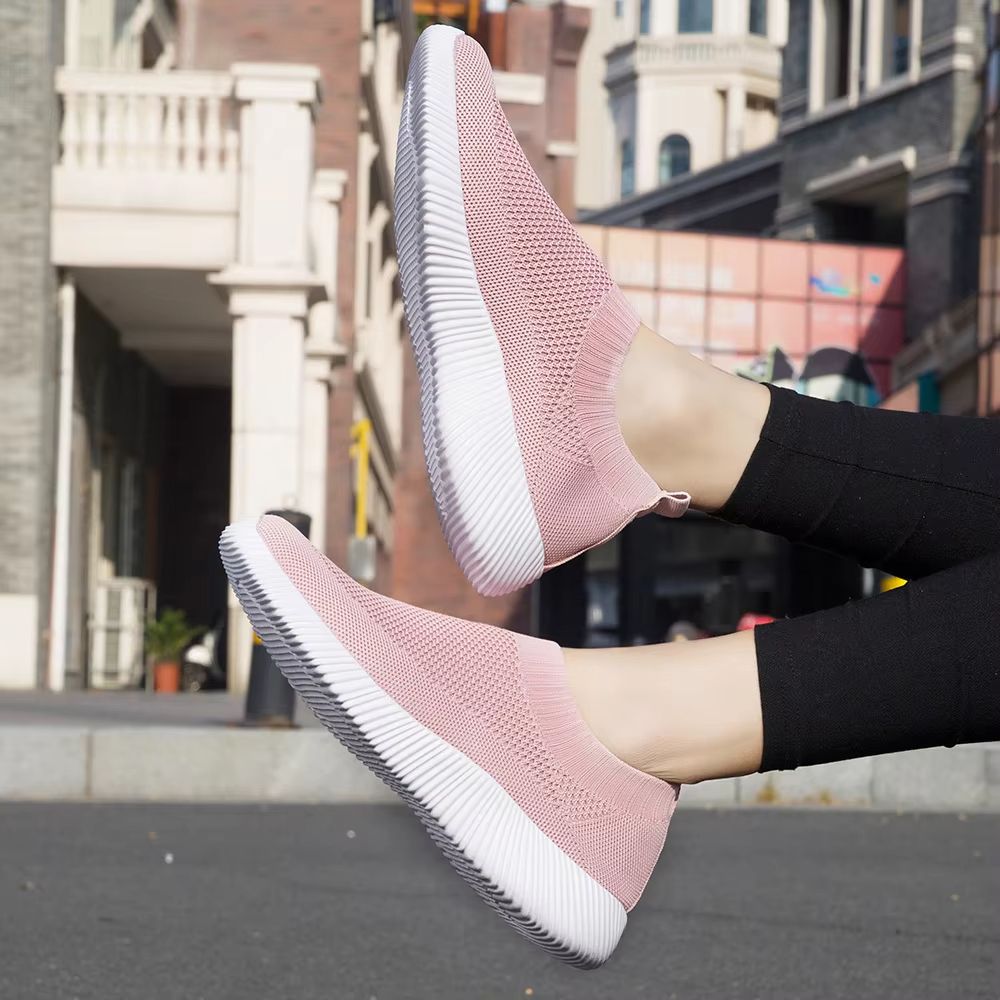 Breathable Slip On Sock Sneakers For Women Walking Shoes Knit Upper 4