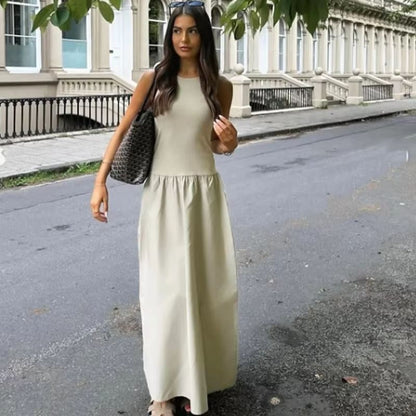 Elegant Sleeveless Long Dress For Women  2025 Spring Fashion Casual Party Dress In Black  Khaki 4