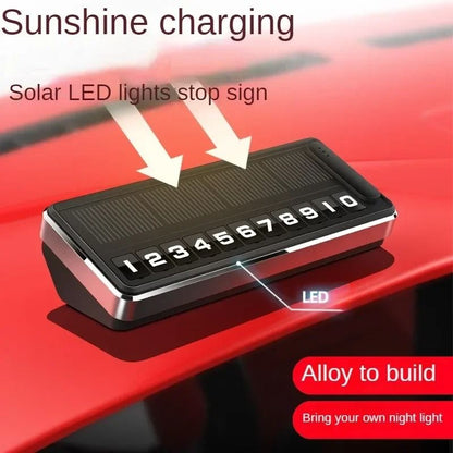 SolarPowered LED Car Phone Number Plate For Temporary Parking 1