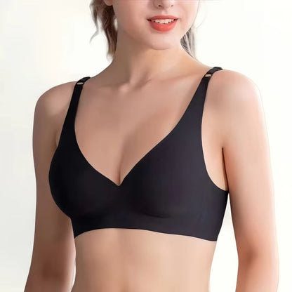 Seamless Push Up Bra for Women | Wireless V-Neck Bralette with Removable Pads
