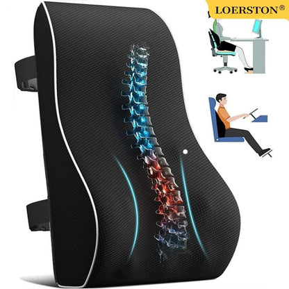 Memory Foam Lumbar Support Cushion for Car and Office Chair Back Relief