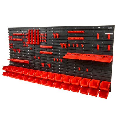 Wall Mounted Tool Storage Bin Rack Organizer with 30 or 48 Bins for Garage and Workshop
