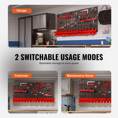 Wall Mounted Tool Storage Bin Rack Organizer With 30 Or 48 Bins For Garage And Workshop 5