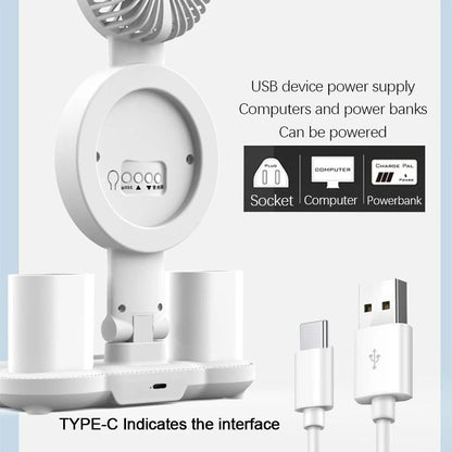 Rechargeable LED Table Lamp With Clock Display Fan And Night Light For Desk And Reading 5