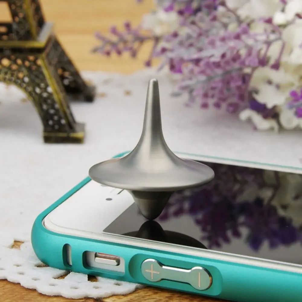 Precision Metal Spinning Top Silver Gyro Toy For Focus And Desk Display 4