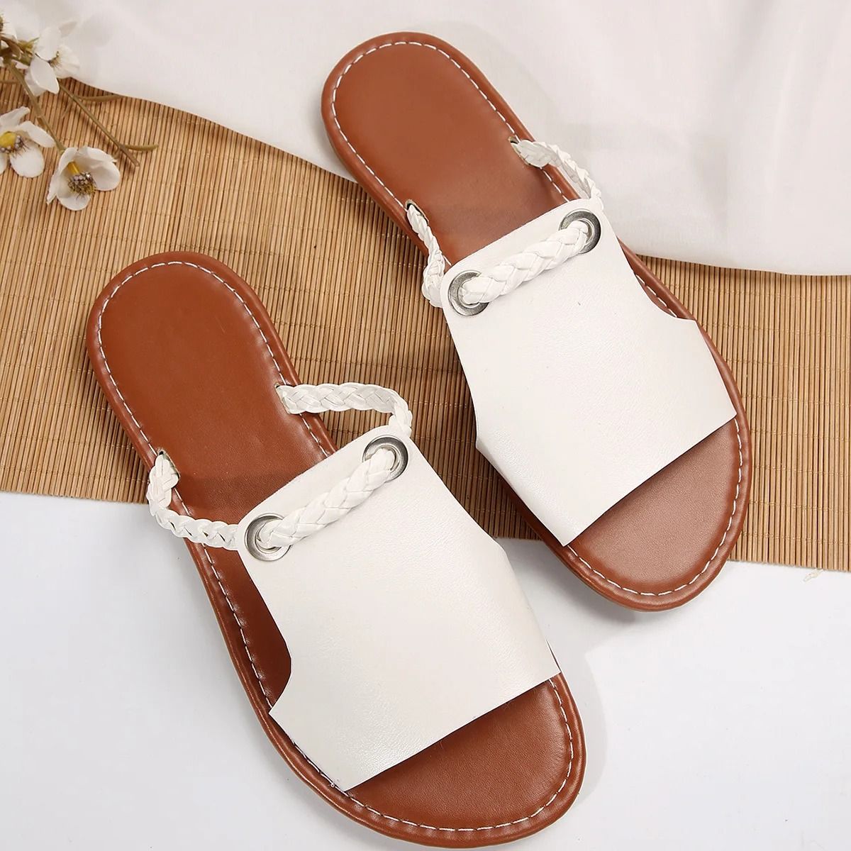 Womens Square Head Cross Strap Summer Sandals 8
