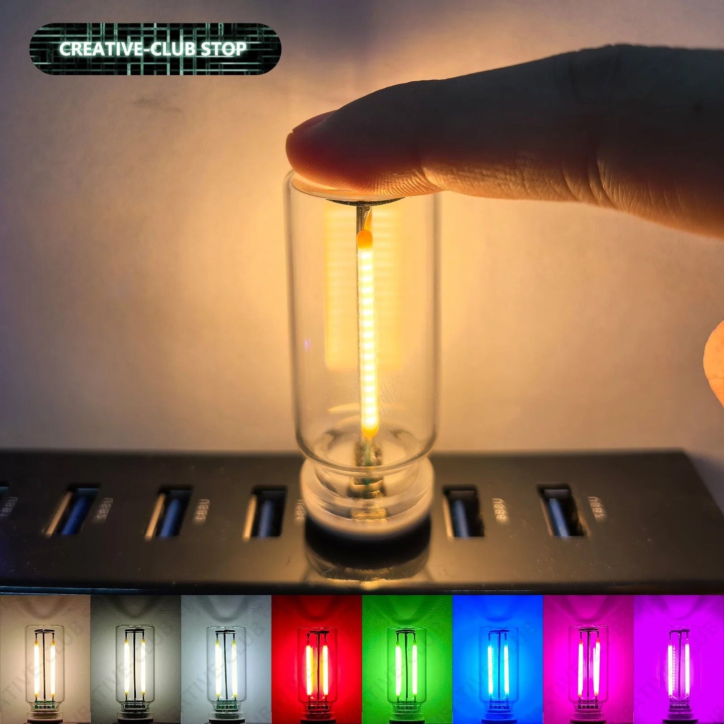 USB Touch Control LED Night Light with Edison Bulb for Bedroom and Ambient DIY Decor