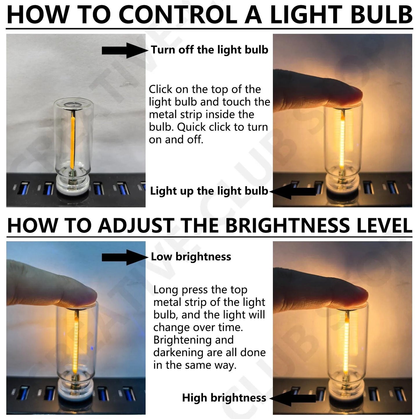 USB Touch Control LED Night Light With Edison Bulb For Bedroom And Ambient DIY Decor 3