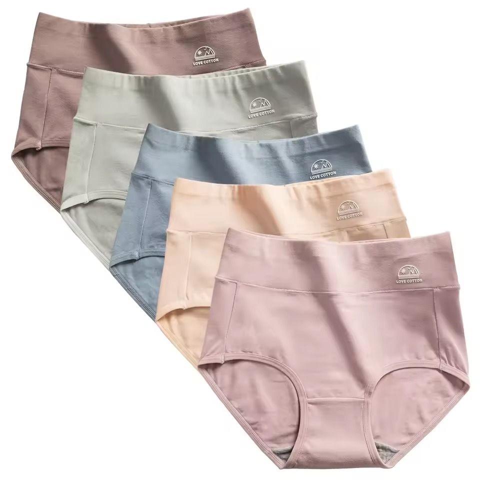 5 Pack High Waist Cotton Panties for Women with Soft Crotch and Comfortable Stretch Fit