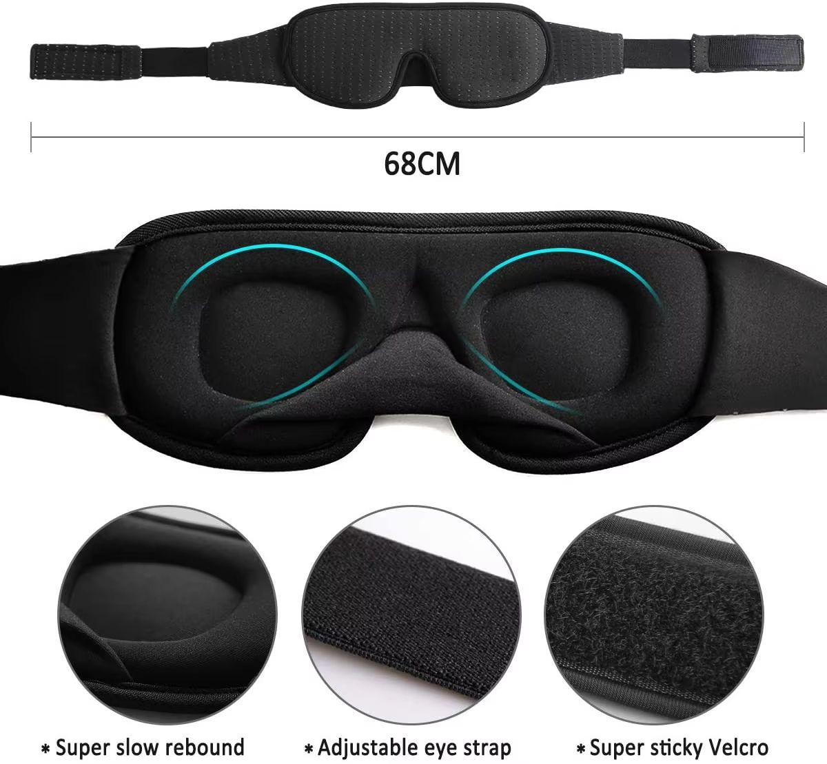 3D Light Block Sleep Mask Ultra Soft Memory Foam Eye Shade 5