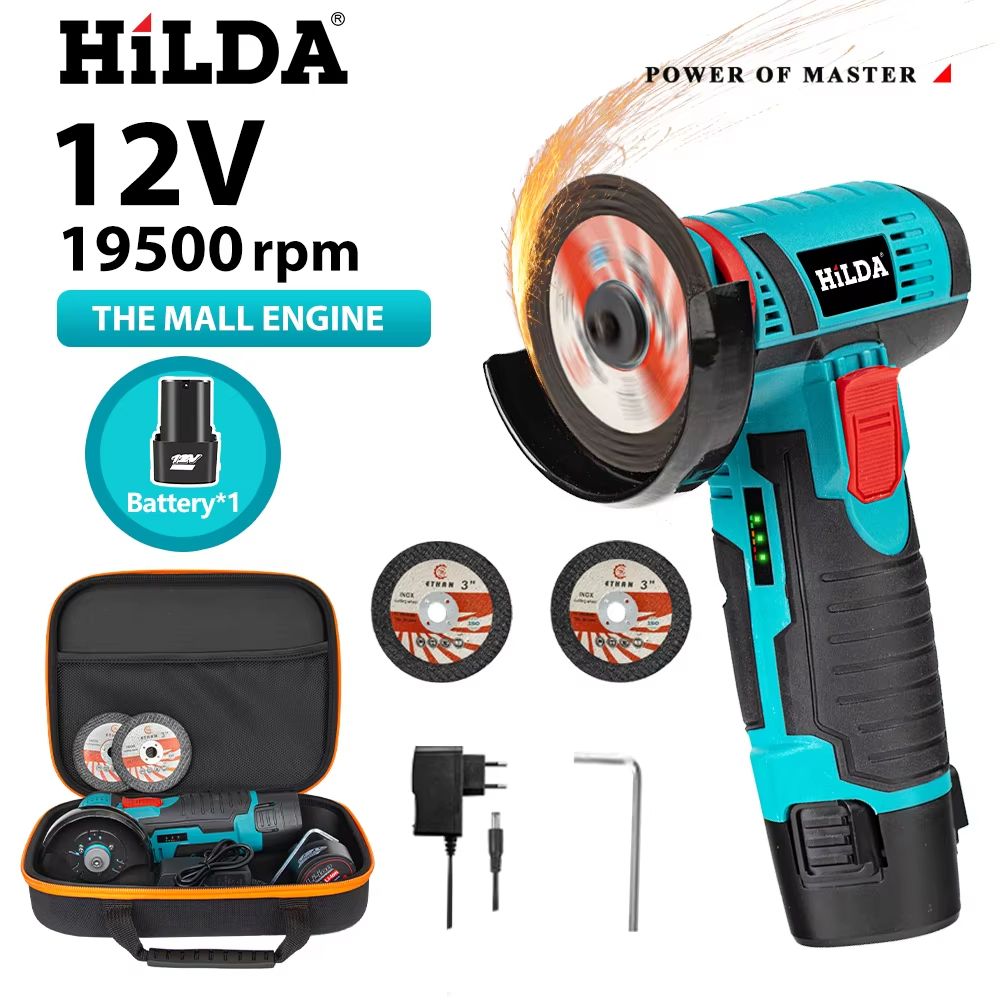 HILDA 12V Mini Rechargeable Angle Grinder Cordless Precision Power Tool 10