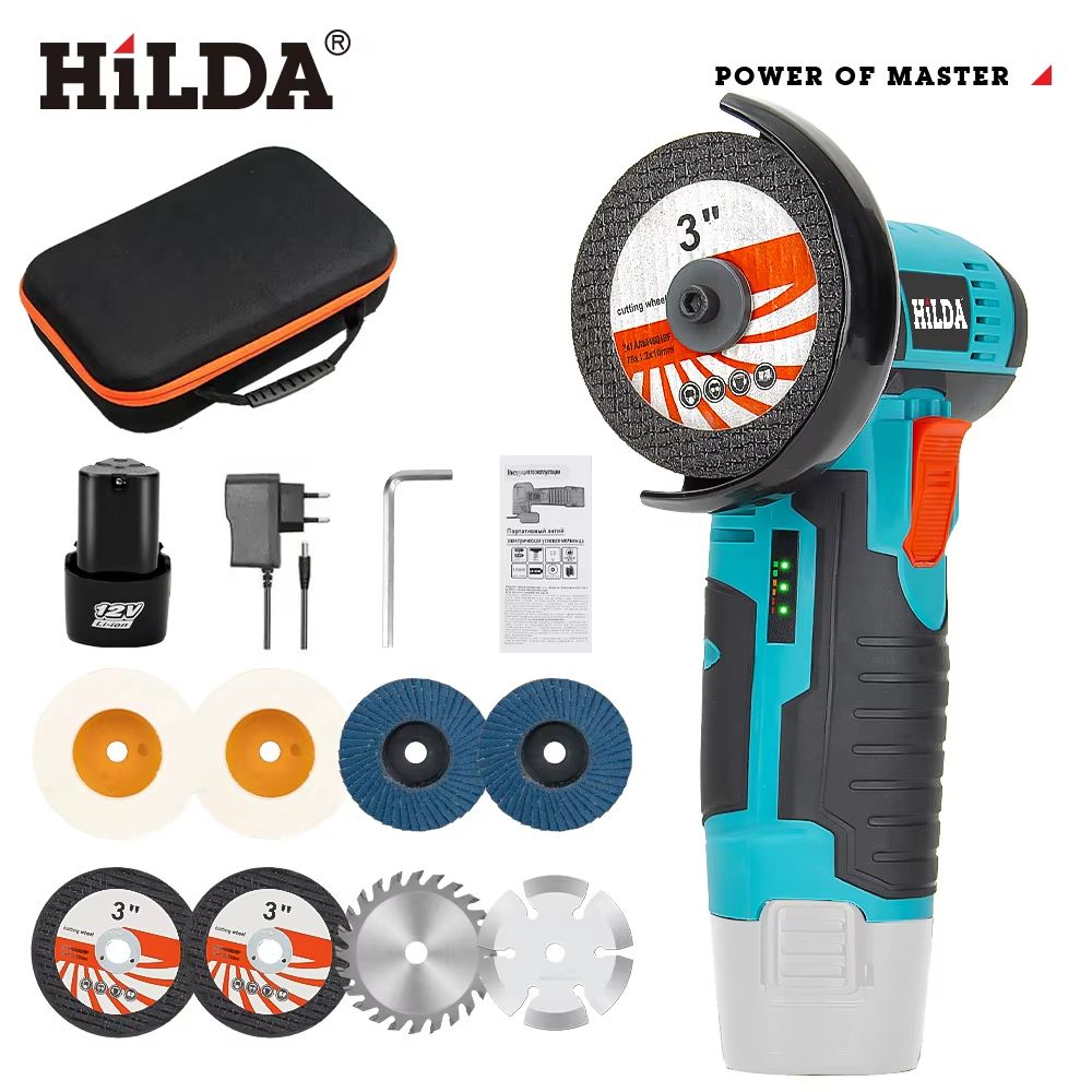HILDA 12V Mini Rechargeable Angle Grinder Cordless Precision Power Tool 15