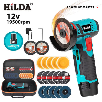HILDA 12V Mini Rechargeable Angle Grinder Cordless Precision Power Tool 18