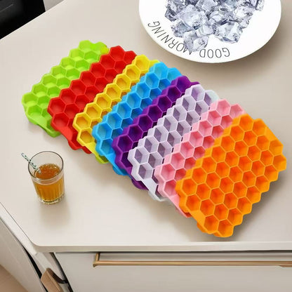 Reusable Honeycomb Ice Cube Tray Silicone Mold BPA-Free with Lid, Easy Release for Whiskey, Cocktails, Frozen Treats