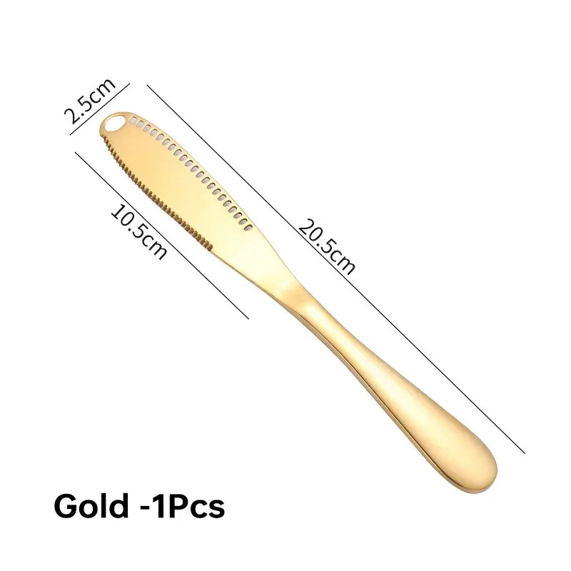 Stainless Steel 3 in 1 Butter Knife, Cheese Jam Spreaders, Cream Scraper Bread Cutter Spreader Tool