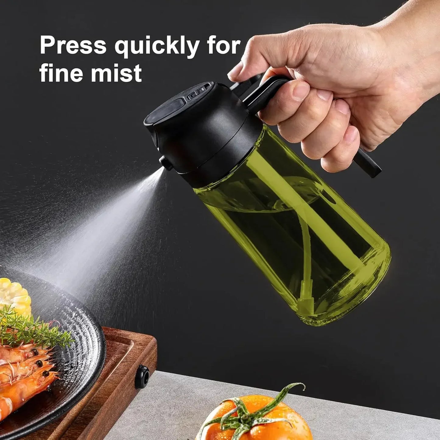 Olive Oil Dispenser Dark Glass Oil Sprayer, Black Lightproof Oil Spray Bottle for Cooking, Salads, Air Fryer