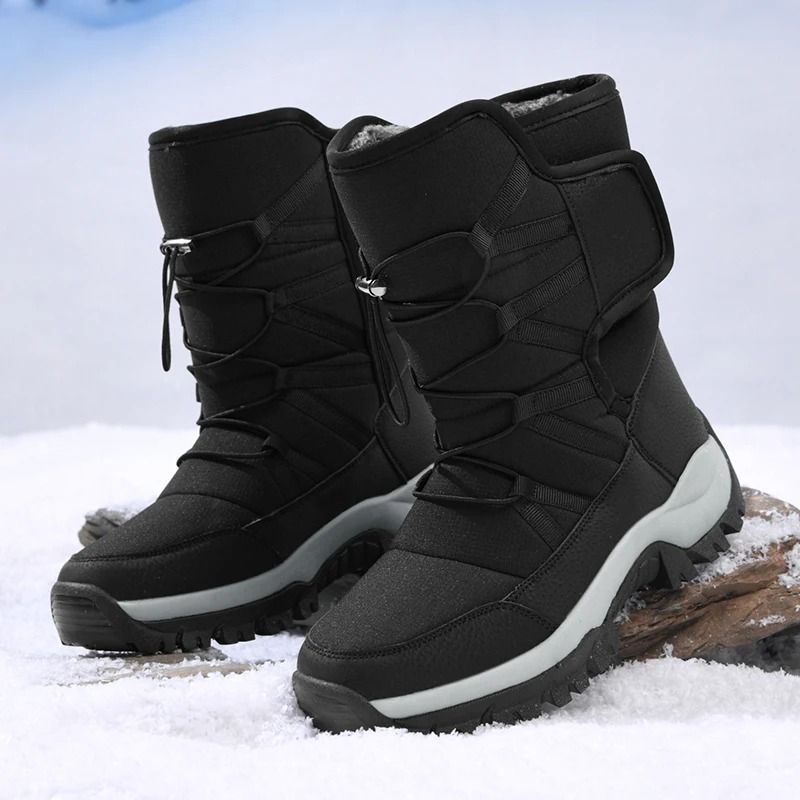 Mens Waterproof Plush Lined Winter Boots Breathable Non Slip Snow Boots