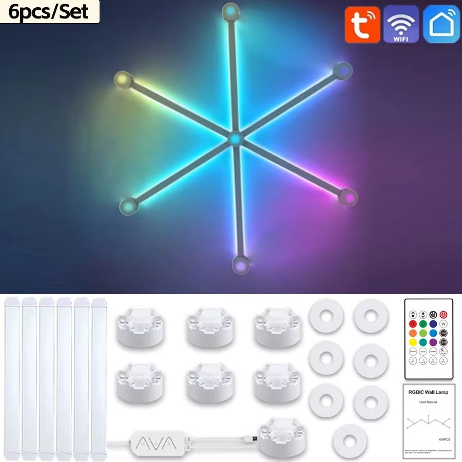 Smart RGB Splicing Atmosphere Wall Light DIY Pack 6